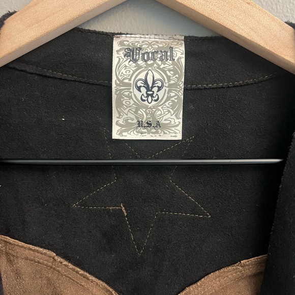 Vocal Black and Tan Star Fringe Leather Jacket - Picture 5 of 7